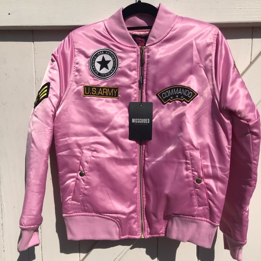 BRAND NEW, WITH TAGE PATCHED BOMBER JACKET